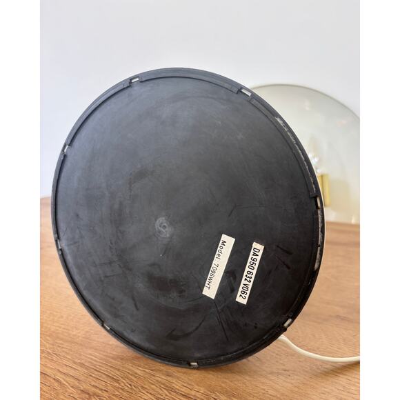 1980s Art Deco Revival Table Lamp White, Brass & Glass Accent - Picture 8 of 10